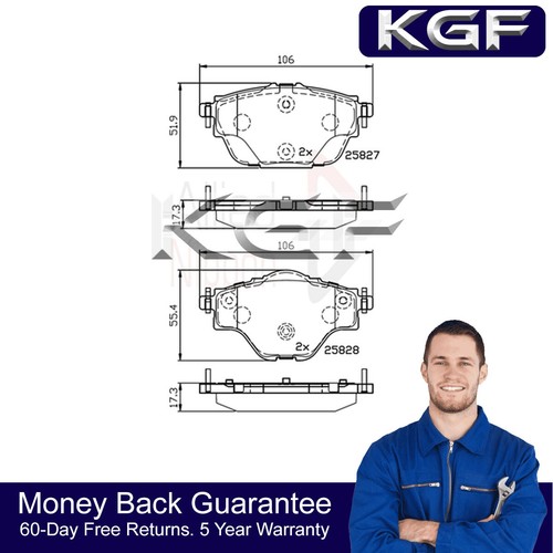 Kgf rear brake pads - rear, fits