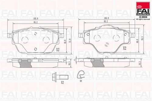 Fai rear brake pad - rear, fits